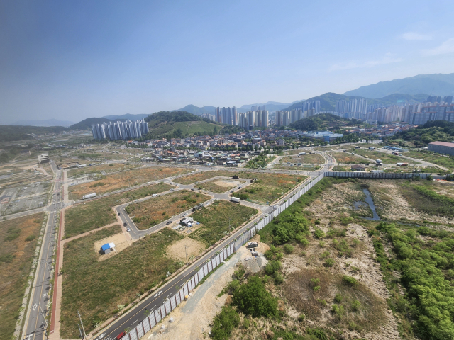경남 김해 내덕지구 도시개발사업이 21일 준공됐다. 사진은 해당 도시개발구역 전경. 김해시 제공