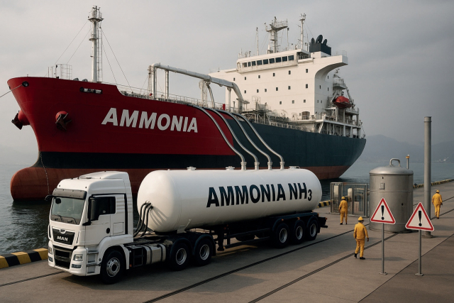 암모니아 TTS(Truck to Ship) 벙커링 개념도. 울산시 제공