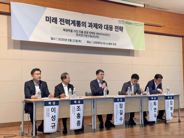 지난 22일 고려대에서 열린 '미래 전력계통의 과제와 대응 전략 포럼'에서 전문가들의 패널 토의가 진행됐다. KERI 제공