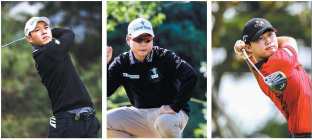 오는 5일 개막하는 ‘KPGA 백송홀딩스-아시아드CC 부산오픈’대회에 출전하는 문도엽, 함정우, 배용준(왼쪽부터). 부산일보DB