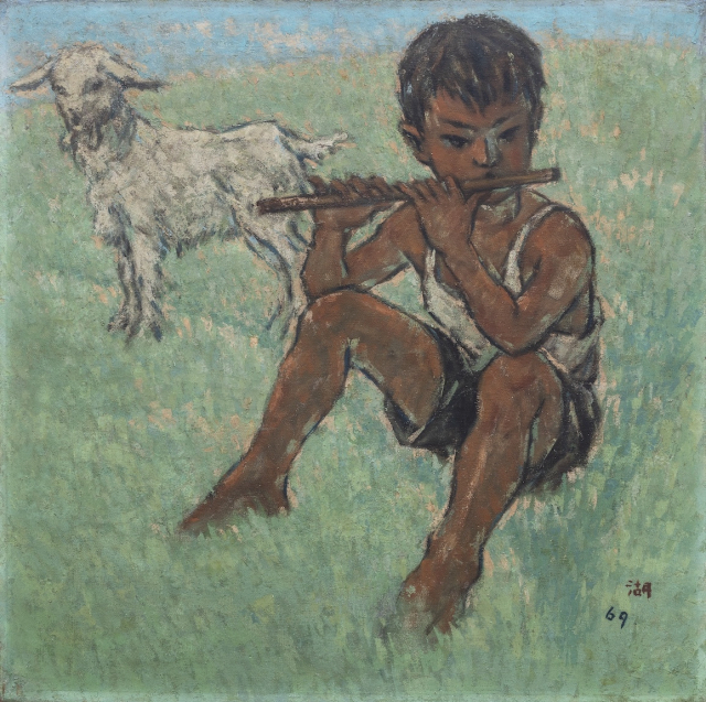 임호 '피리 부는 소년'(1969). 미광화랑 제공