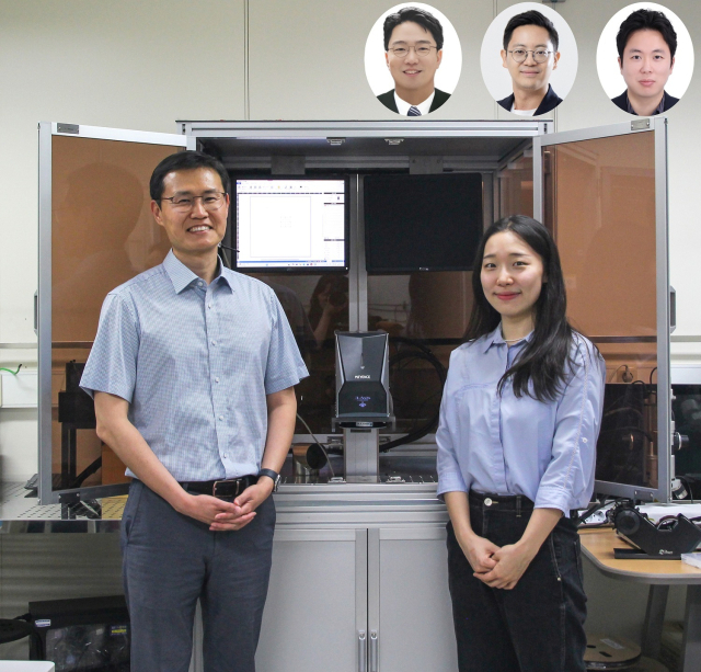 (왼쪽부터) 정재웅 교수, 이시목 박사과정, (오른쪽위 별도) 부산대 이건희 교수, 서울대 박성준 교수, KAIST 스티브박 교수. KAIST 제공