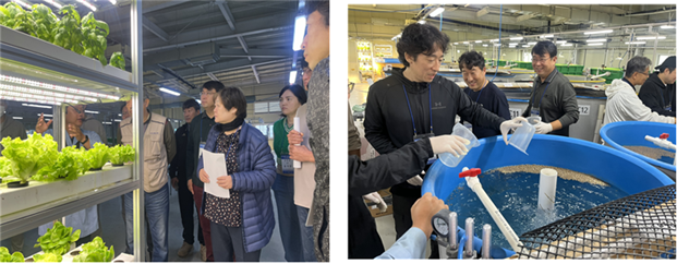‘2024년 친환경양식 기술 교육 초급과정’ 실습교육(왼쪽) 및 이론교육. 어촌어항공단 제공