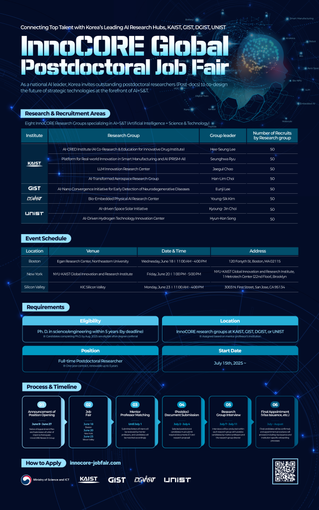 포닥 채용 해외설명회 포스터. 과기정통부 제공