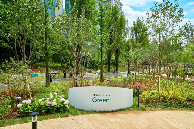 서울 동작구 보라매공원에 조성된 ‘그린플러스 도시숲’. 벤츠코리아 제공