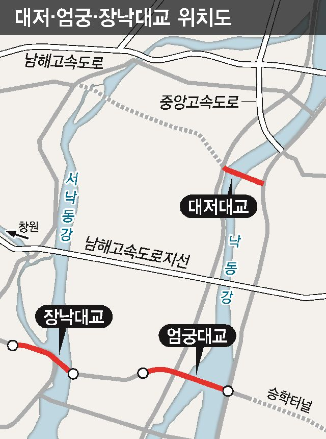 엄궁대교 위치도. 부산일보DB