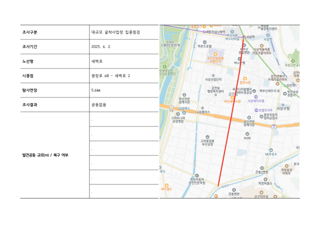 부산시 홈페이지에 게시된 GPR 탐사 결과 화면창. 부산시 홈페이지 캡쳐