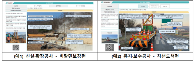 ‘도로 현장 맞춤형 안전관리 매뉴얼’ 예시. 국토교통부 제공