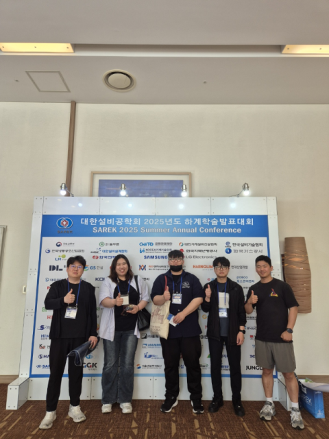 순서대로 이재원 교수, 김보라, 조재윤, 신봉규, 엄장호(대학원생)