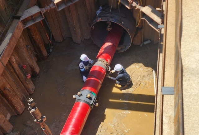 경북권 천연가스 배관 자동용접 시공현장. 가스공사 제공