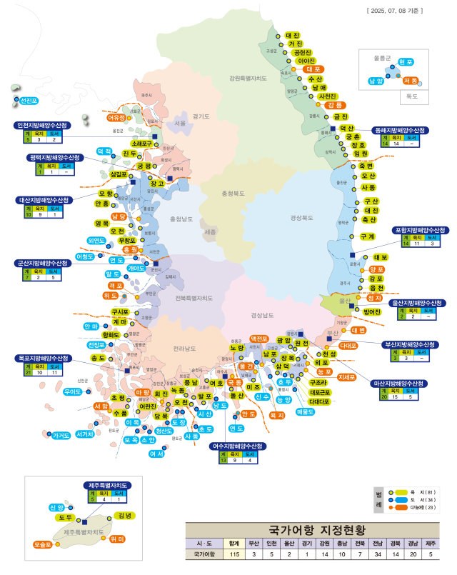 국가어항 위치도. 해수부 제공