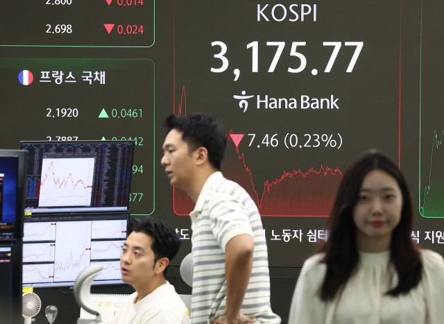 11일 오후 서울 중구 하나은행 본점 딜링룸 현황판에 코스피 지수가 표시돼 있다. 연합뉴스.