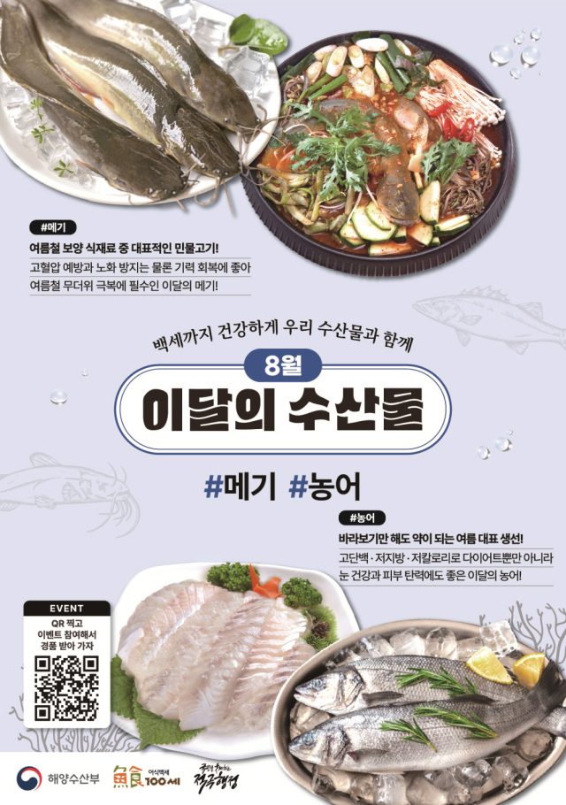 8월 이달의 수산물(메기·농어) 포스터. 해수부 제공
