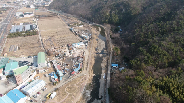 주진 불빛 공원이 들어서는 예정지 일대 전경. 양산시 제공