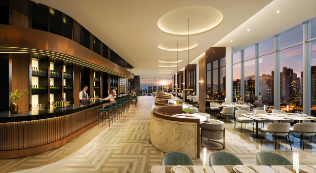 식사를 즐길 수 있는 시그니처 살롱. 롯데건설 제공