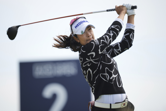 4일 시즌 마지막 메이저 대회인 AIG 여자오픈에서 티샷 하고 있는 김아림. AP연합뉴스