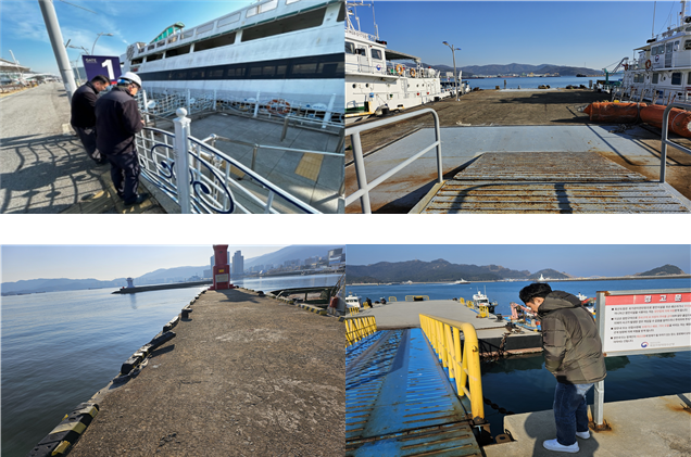 여객부두(위) 및 방파제 등 항만시설 안전점검 모습. 해수부 제공
