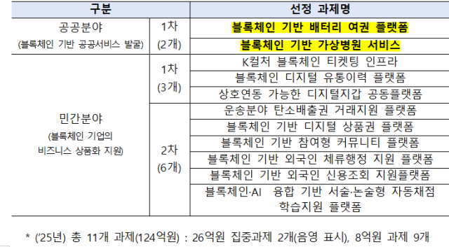 '2025년 블록체인 지원사업' 주요 내용. 과기정통부 제공