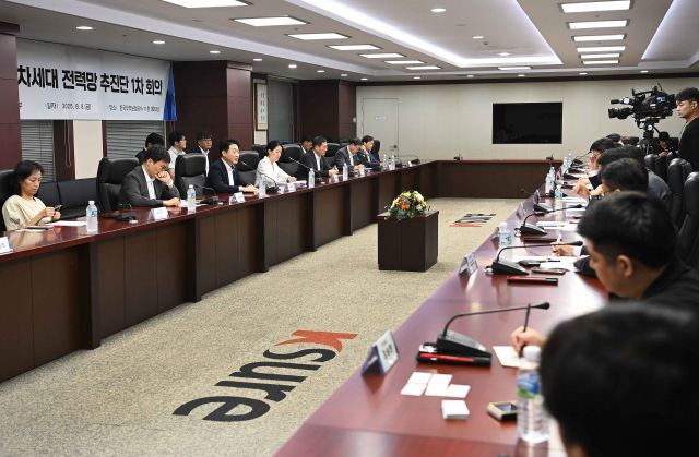 이호현 산업통상자원부 2차관이 8일 서울 종로구 한국무역보험공사에서 열린 ‘차세대 전력망 추진단’ 1차 회의를 주재하고 있다. 산업부 제공