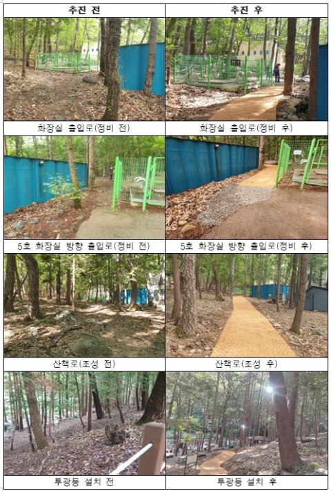 어린이대공원 추자골 운동시설 주변 정비 사진