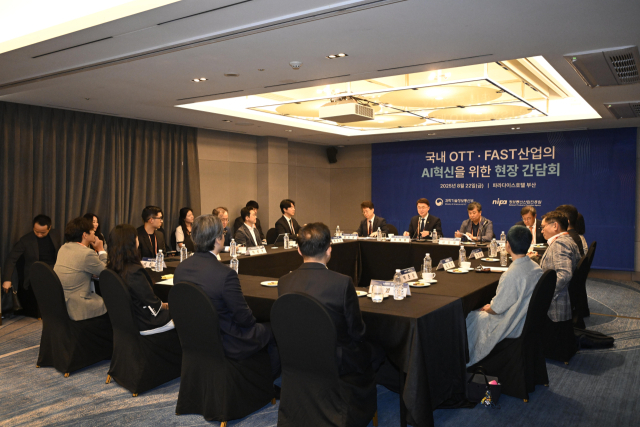 류제명 과학기술정보통신부 2차관이 22일 부산에서 열린 '2025 국제 스트리밍 페스티벌' 개막식 후에 업계 관계자들과 만나 간담회를 갖고 있다. 과기정통부 제공