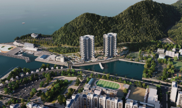 아이에스동서(주)가 부산 남구 용호동 이기대 일원에 건립을 추진하는 아파트 조감도. 아이에스동서(주) 제공