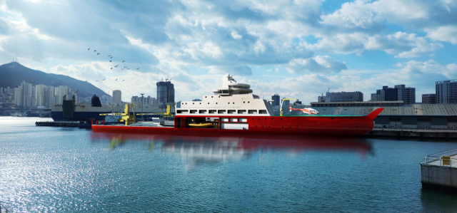 부산항 북항 1부두에 쇄빙선이 정박한 이미지. 부산연구원 제공