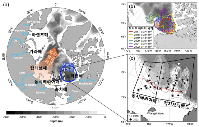 북극해 연구 대상 해역 및 관측 지점. 극지연구소 제공