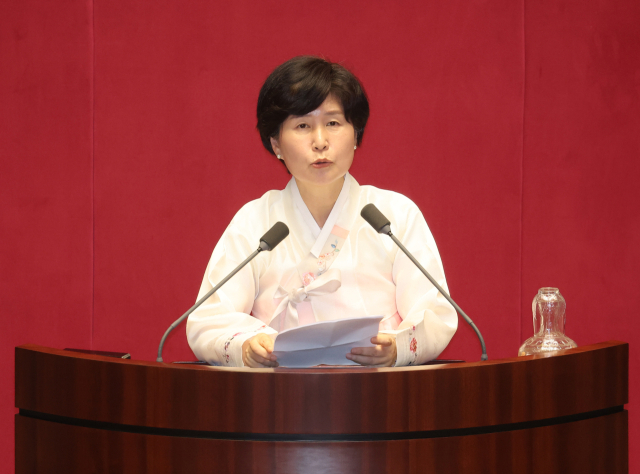 27일 서울 여의도 국회 본회의에서 더불어민주당 백혜련 의원이 자유발언하고 있다. 연합뉴스