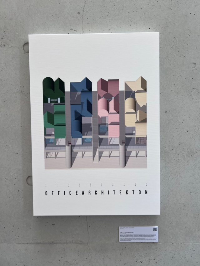 울산 울주군 ‘그릿비 서생점'에서 열고 있는 ‘건축가의 그래픽’ 전시에 출품된 다양한 작품들. BAM 제공