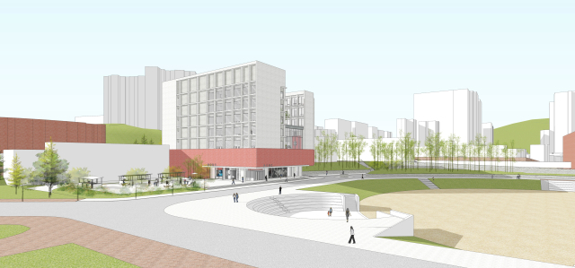 ‘부산 글로컬 에듀케이션 센터(BGEC)’ 건물 투시도. 부산교대 교육박물관 옆 주차장 부지 1만 4175㎡에 지하 1층, 지상 8층 규모로 건립된다. 부산교대 제공