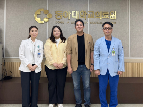 (왼쪽부터)동아대학교병원 영상의학과 강은주 교수, 동서대학교 일반대학원 융합방사선학과 김예지 박사과정, 윤용수 교수, 동아대학교병원 영상의학과 양원석 팀장.