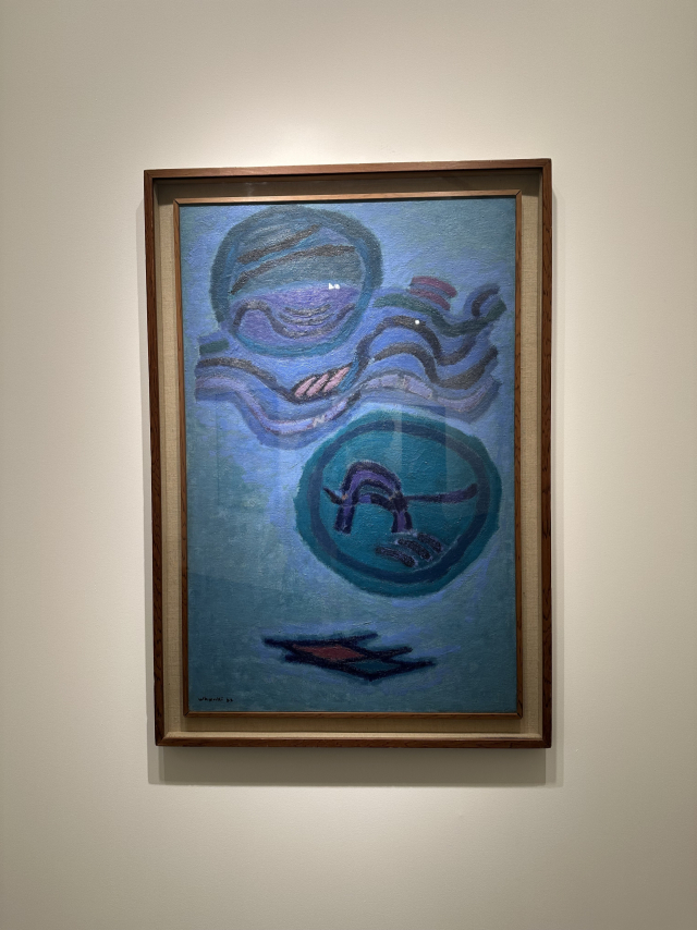 국내 작품 중에서는 첫날 최고가(20억 원)에 판매된 학고재가 선보인 김환기 작가의 회화 ‘구름과 달’(1962). 김은영 기자 key66@