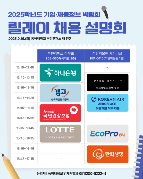 ‘2025학년도 기업·채용정보 박람회’ 타임테이블