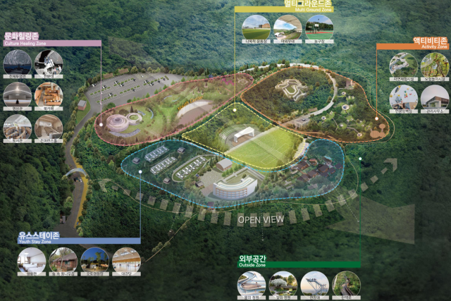 부산시가 1989년 개장한 금련산청소년수련원을 전면 재단장하기 위한 용역을 시작한다. 금련산청소년수련원 종합구상도(안). 부산시 제공