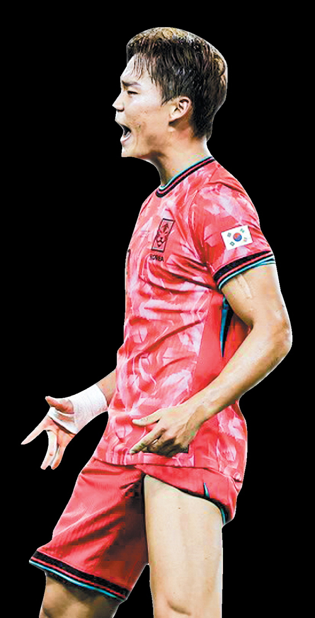 역전골을 넣고 포효하는 오현규. 대한축구협회 제공