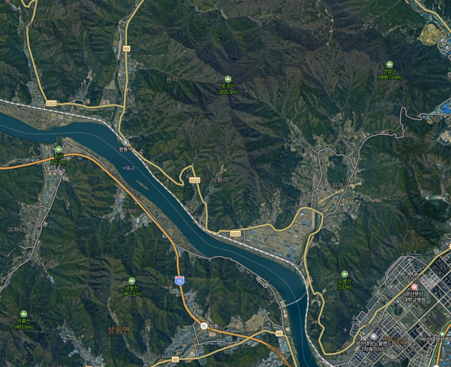 최근 준공한 원동지구 지방상수도 매설공사 위치도. 양산시 제공