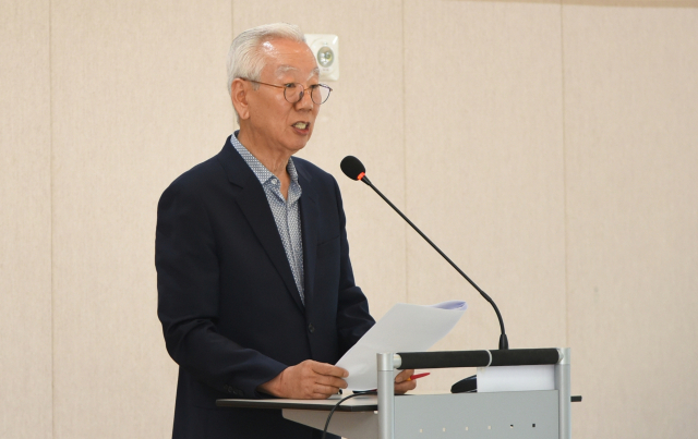 경남해상산업노조 정정현 위원장이 개회사를 하고 있다. 경남해상산업노조 제공