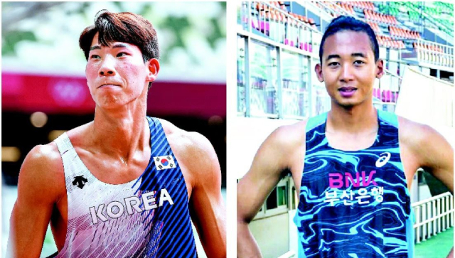 지난 3~5일 전국실업단대항육상경기대회에서 동반 우승한 부산 연제구청 진민섭(왼쪽)과 부산은행 최기만. 부산일보DB연합뉴스