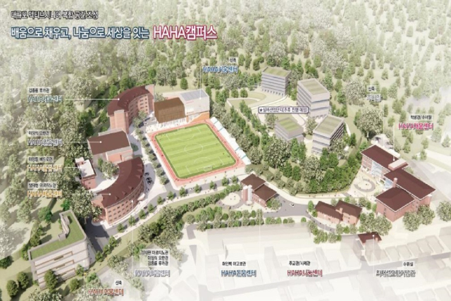 부산시는 16일 부산가톨릭대, 한국사학진흥재단, 금정구와 ‘하하(HAHA) 캠퍼스’ 조성을 위한 업무협약을 체결했다고 이날 밝혔다. 사진은 하하 캠퍼스 조감도. 부산시 제공