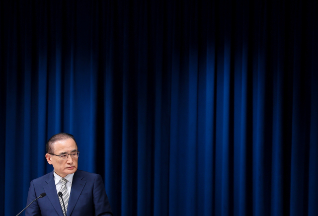 위성락 국가안보실장이 29일 용산 대통령실에서 이시바 시게루 일본 총리 방한 관련 브리핑을 하고 있다. 연합뉴스