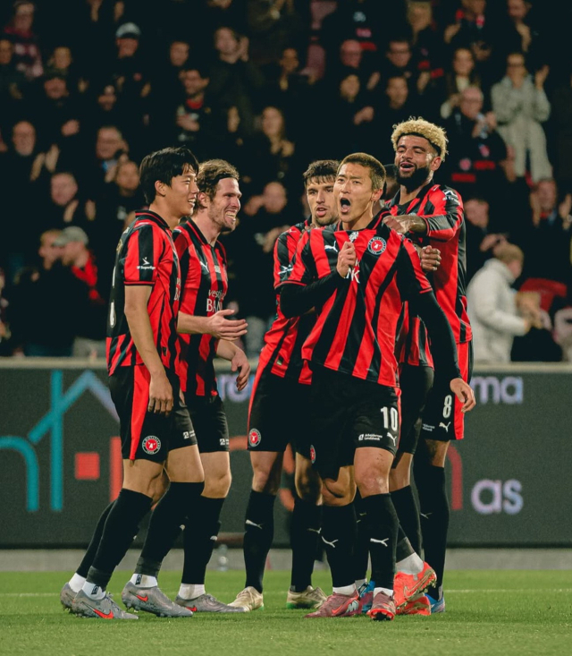 시즌 3호 골을 터트린 후 포효하는 조규성. 미트윌란 SNS 캡처