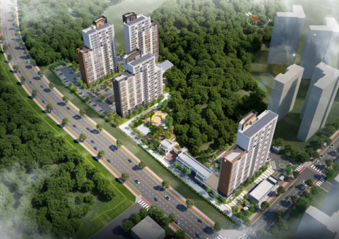 울산다운 A-7블록 단지조감도.