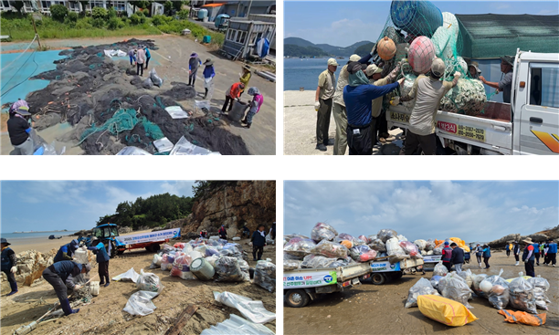 폐어구 수거 경진대회 대상(해양수산부 장관상)을 수상한 한려해상국립공원동부사무소(위)와 최우수상(해양수산부 장관상)을 받은 고창군 선주협회(아래). 해수부 제공