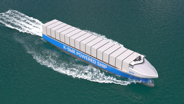 선박해양플랜트연구소(KRISO)의 ‘SMR(소형모듈원자로) 추진 컨테이너선’ 개념도. KRISO 제공