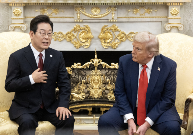 이재명 대통령과 도널드 트럼프 미국 대통령이 지난 8월 25일(현지시간) 미국 워싱턴DC 백악관에서 정상회담을 하고 있다. 연합뉴스