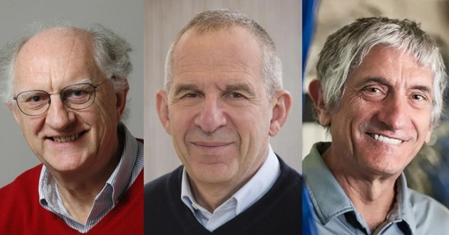 왼쪽부터 존 클라크(83), 미셸 드보레(72), 존 마티니스(67) 교수. 연합뉴스