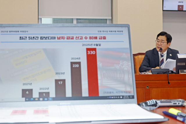 13일 서울 국회에서 열린 정무위원회 국정감사에서 더불어민주당 박찬대 의원이 윤창렬 국무조정실장에게 캄보디아에서 발생한 한국인 납치 관련 질의하고 있다. 연합뉴스