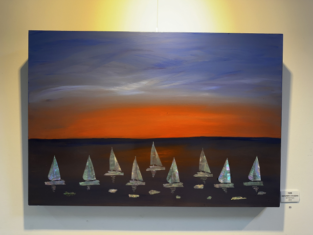 한기늠 조각가의 회화 작품 '지중해'(2025). 김은영 기자 key66@