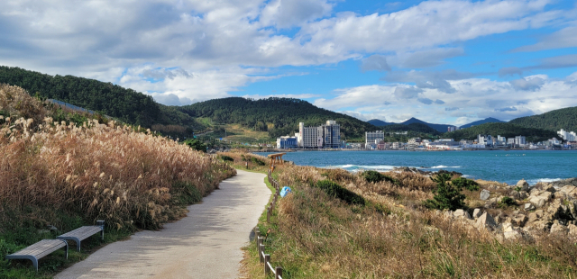 부산 기장군 오랑대공원에서 본 오시리아 해안산책로. 부산일보 DB